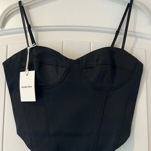 Aritzia Sunday Best black satin minx bustier top